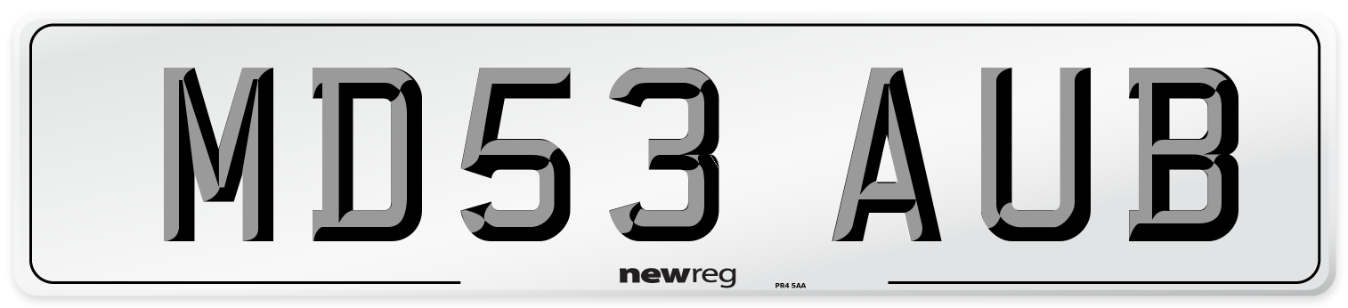 MD53 AUB Number Plate from New Reg